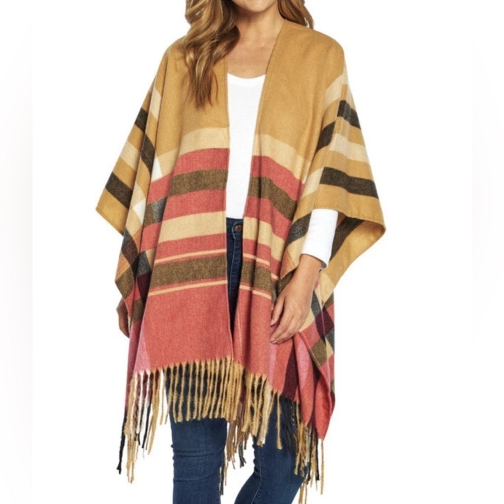 Woolrich Cozy Blanket Wrap Justine Travel Poncho Luxe Soft One Size Plaid